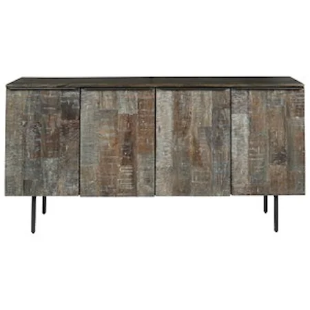 Modern Rustic Solid Wood Accent Cabinet with Metal Legs